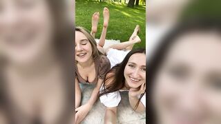 Public Feet: Two hot girls in the park♥️♥️ #4