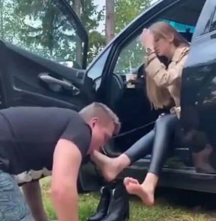 Took off her boots to suck her toes