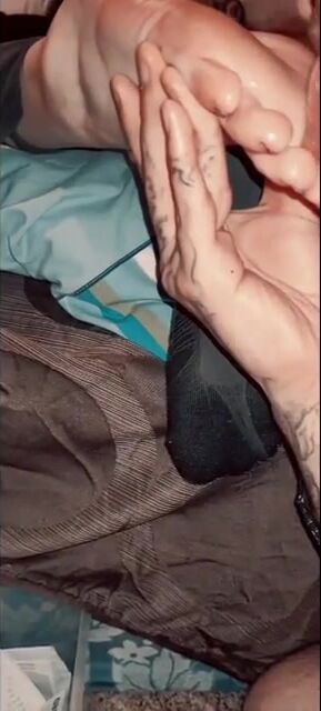 Licking 18yr old red toes and dirty feet.