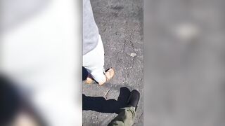 Foot Fetish: she was my classmate at the time. walking towards my car at campus parking lot. she agreed to let me cum on her sandals. #1