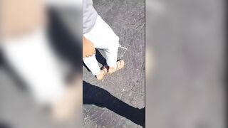 Foot Fetish: she was my classmate at the time. walking towards my car at campus parking lot. she agreed to let me cum on her sandals. #2