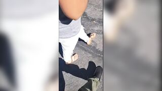 Foot Fetish: she was my classmate at the time. walking towards my car at campus parking lot. she agreed to let me cum on her sandals. #3