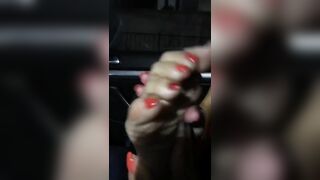 “Thank you for picking me up at work again... so as promised, I’ll suck my toes for you! Like you always wanted????