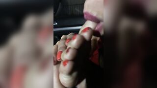 Feet Licking: “Thank you for picking me up at work again... so as promised, I’ll suck my toes for you! Like you always wanted♥️♥️ #2