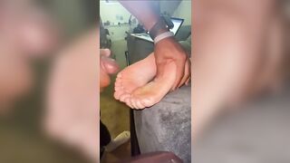 Foot Fetish: Secret cum on size 12 soles #3