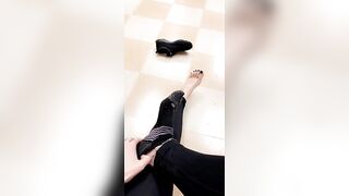 Public Feet: Sweaty feet and empty break room #4