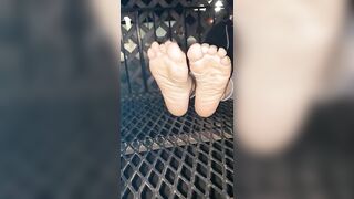 Public Feet: Another foot show in public while sitting at a bar patio!!! #4