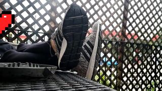 Public Feet: Teasing my feet on a bar patio in front of everyone!!! #1