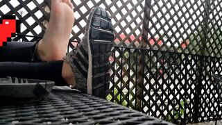 Public Feet: Teasing my feet on a bar patio in front of everyone!!! #2