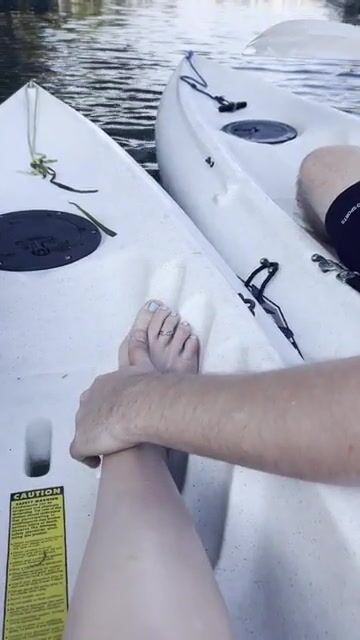 POV- you pull your kayak next to mine and I ask you to rub my feet.