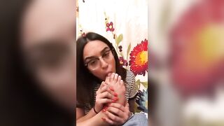 Feet: Chick with glasses sfw #3