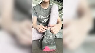 Feet: Taking my shoes and socks off at the gym ♥️♥️ What would you have done if you walked in on me? ♥️♥️ #2