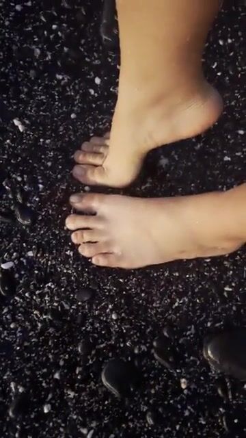 More black rock beaches and bare feet